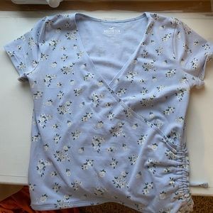 Hollister blue floral wrap top